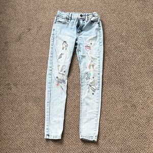 Cat & Jack Light Blue Embroidered Jeans